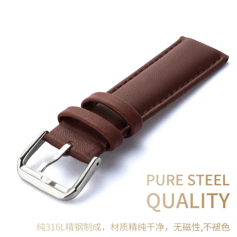 Casual Watchband Soft Genuine Leather Watch Strap Siver Buckle 18mm 20mm 22mm 24mm Watchband For Women 2