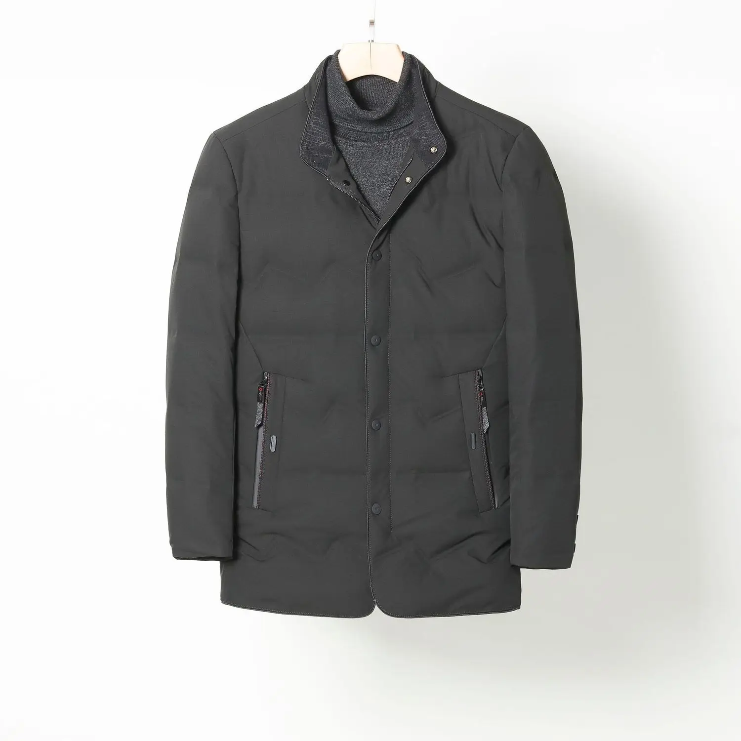 

Winter Clothes Men Business Keep Warm Down Jacket Coat Plus Fat plus Fat Fat Man Solid Color Cold Protection Down Jacket