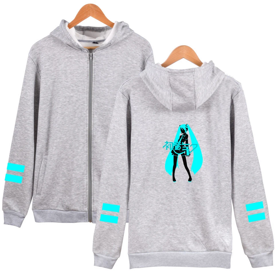Hatsune Miku/женские толстовки с капюшоном на молнии; одежда в стиле хип-хоп; повседневная куртка-бомбер; Hatsune Miku; уличная одежда