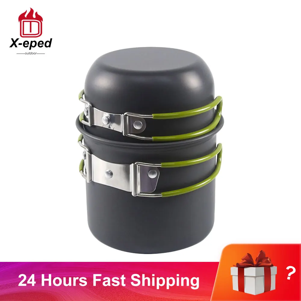 X-eped 여행 캠핑 조리기구 키트 요리 세트 초경량 야외 식기 세트 하이킹 피크닉을위한 관광 장비 