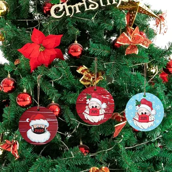 

45# 15PC 2020 Christmas Ornament Santa Wearing A Face Mask Decorate Christmas tree Christmas Decorations Home navidad новый год