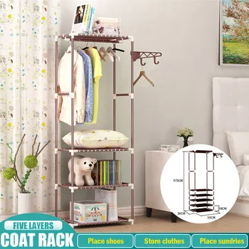

Actionclub Simple Metal Iron Coat Rack Floor Standing Clothes Hanging Storage Shelf Clothes Hanger Racks Bedroom Furniture