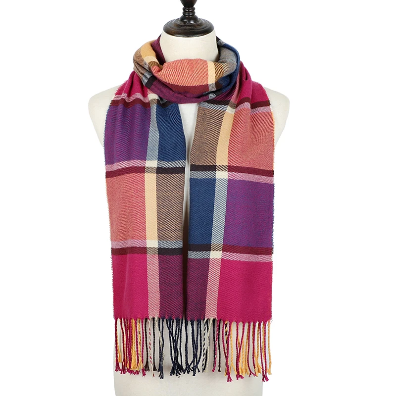 Winter Plaid Scarf Women Foulard Solid Scarves Female Shawls and Wraps New Designer Cashmere Scarfs Luxury Bufandas Hombre - Цвет: Color 1