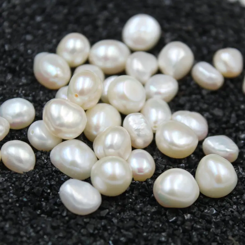 

8mm/10pcs Half Hole Natural Irregular Shape White Freshwater Pearl for DIY Fine Jewelry Making
