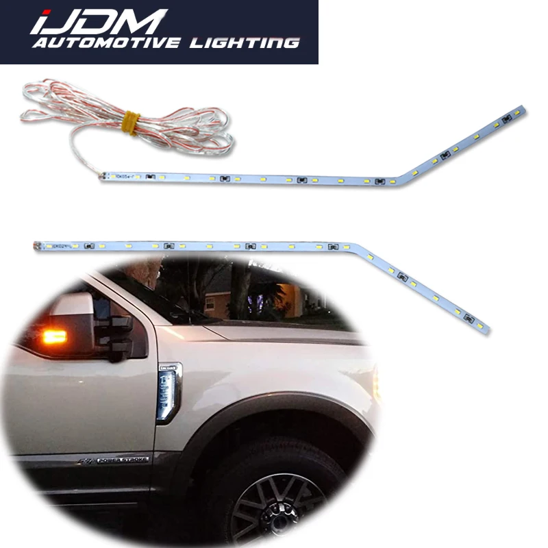 

iJDM For Ford F-250 F-350 F-450 F-550 Super Duty truck model Xenon White 18-SMD LED Side Fender Emblem Decoration Lighting Strip