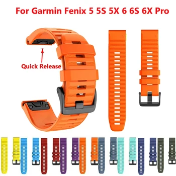 Correa de silicona para relojes Garmin Fenix 6, 6X, 6S Pro/5S, 5X, 5 Plus, 3HR, 945/935/liberación rápida, 20, 22 y 26mm