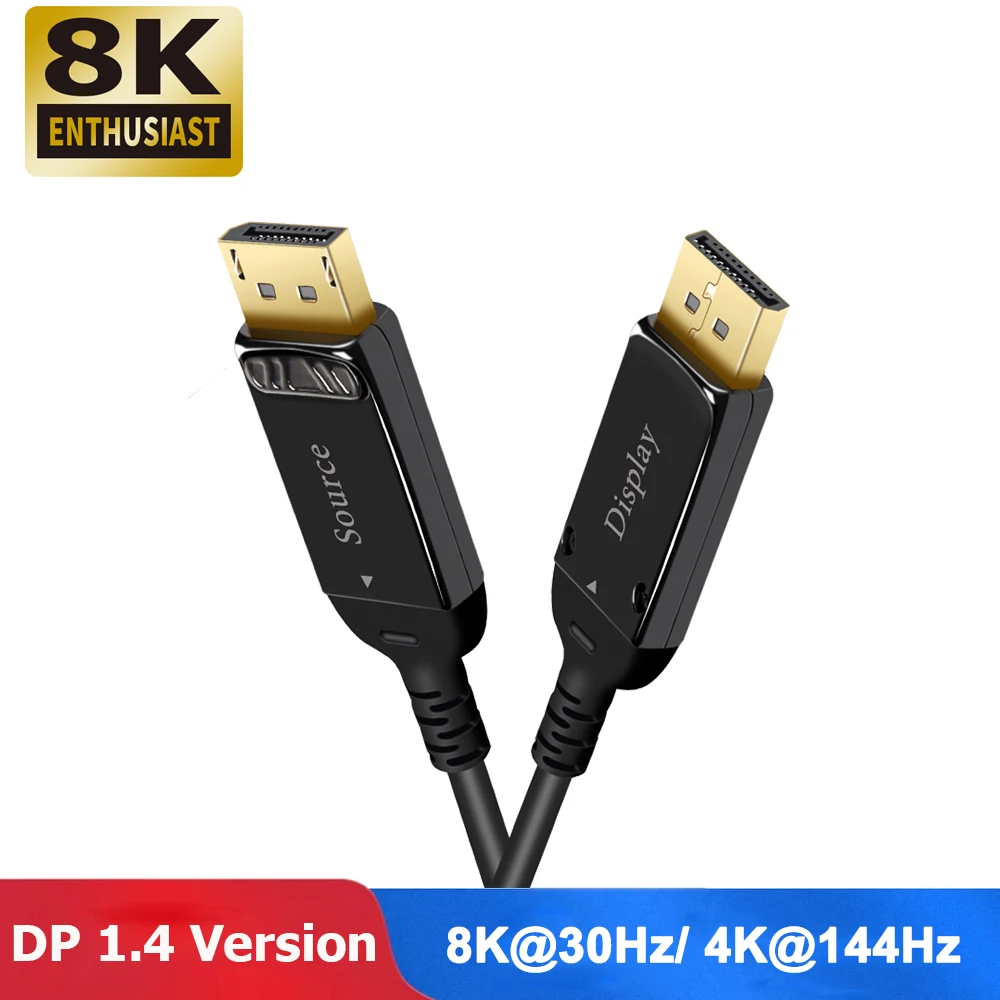 

Display port 1.4 Optical Fiber Displayport Cables 10M 15M 20M 8K@30Hz 4K@144Hz 32.4Gbps DP to DP 1.4 Cable Displayport 1.4 Cable