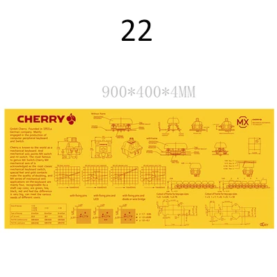 Ручная работа под заказ переключатель Cherry анализ большой размер Коврик для мыши геймер 900x400x4 мм противоскользящая резиновая подставка для игровой коврик для мыши - Цвет: Mat 22