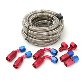 

AN10-AN6 3.6M Stainless Steel Double Braided Feed/Fuel Gas Tank Return Hose Line Aluminum Fuel Tube Adaptor Fittings End Kit