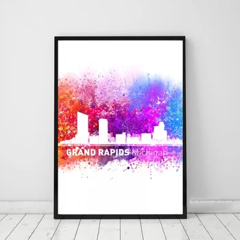 

Grand rapids city watercolor landscape Poster Canvas Print Wall Pictures for Living Room No Frame