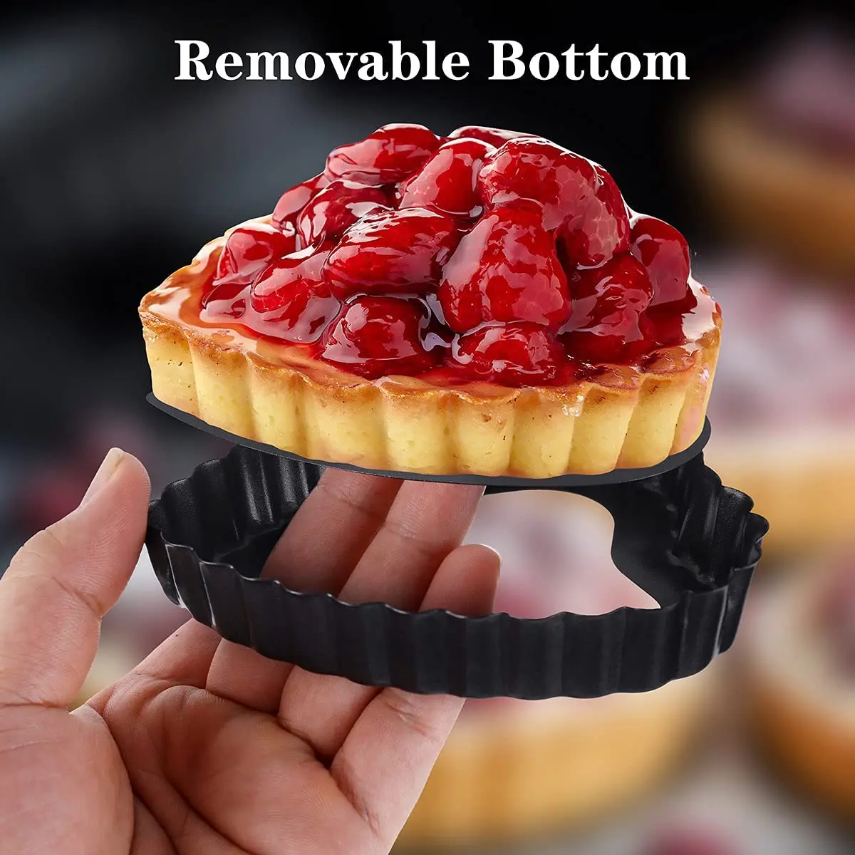 6Pcs Heart Shape Mini Tart Pan Set 4 Inch Nonstick Quiche Pan With Removable Bottom Cake Mold Carbon Steel Tart Tins Baking Tray