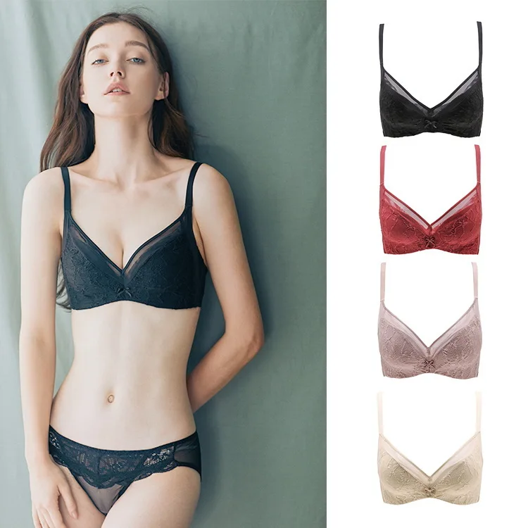 

Freeshipping Promotion2020 Sexy Lingerie Lace Thin Cup Bra Fine Adjustment Gathered Bra Without Underwire
