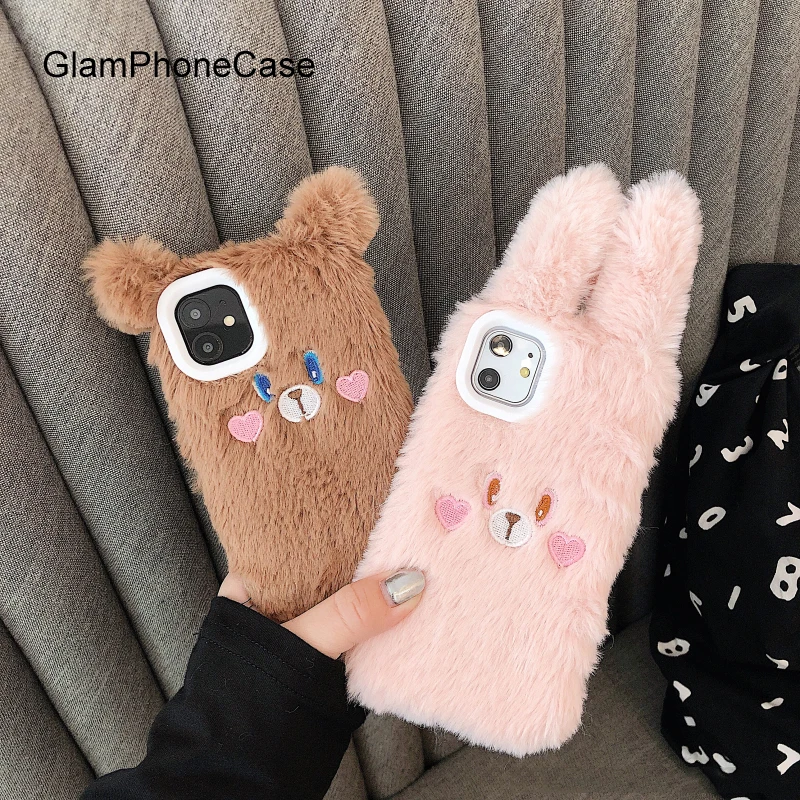 GlamPhoneCase милый кролик медведь чехол для телефона iPhone11Pro/Max X XS Max XR Мягкий