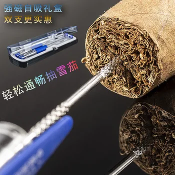 

2pieces Precision Cigar Draw Enhancer Tool Pen Shaped Cigar Accessories Metal Puncher Traval Cigar Drill Smoking Tools Cutter