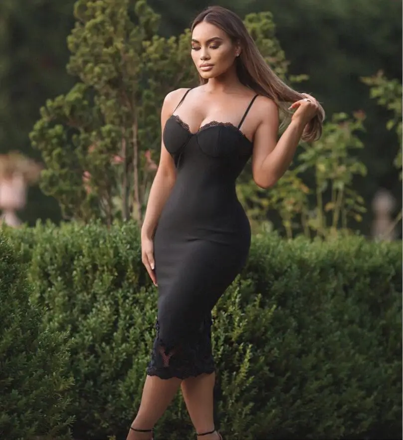 Летнее модное сексуальное платье без рукавов с v-образным вырезом черного и