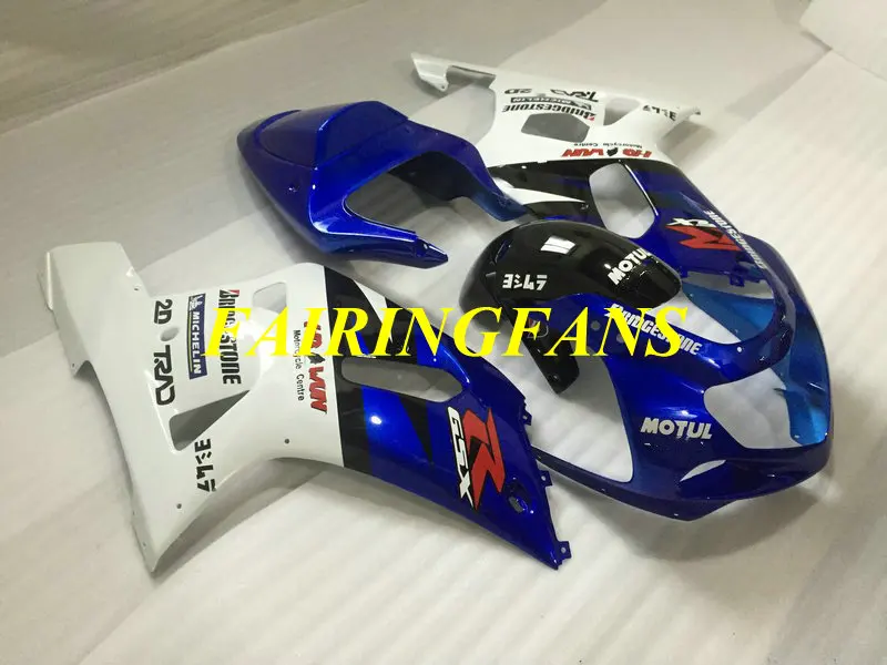 Набор обтекателей для GSXR600 750 K1 01 02 03 GSXR 600 GSXR750 2001 2002 2003 белый синий Обтекатели Кузов+ подарки SH43