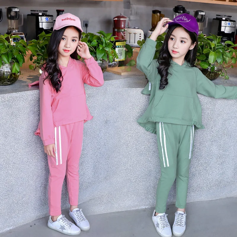 

2019 Spring Clothing New Style Fashion Set Korean-style Children Middle And Large Girls Trend Leisure Sports Suit