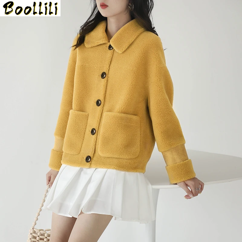 

Boollili Sheep Shearling Fur Coat Female Jacket 2020 Autumn Winter Jacket Women Lamb Fur Korean Wool Coats Abrigo Mujer