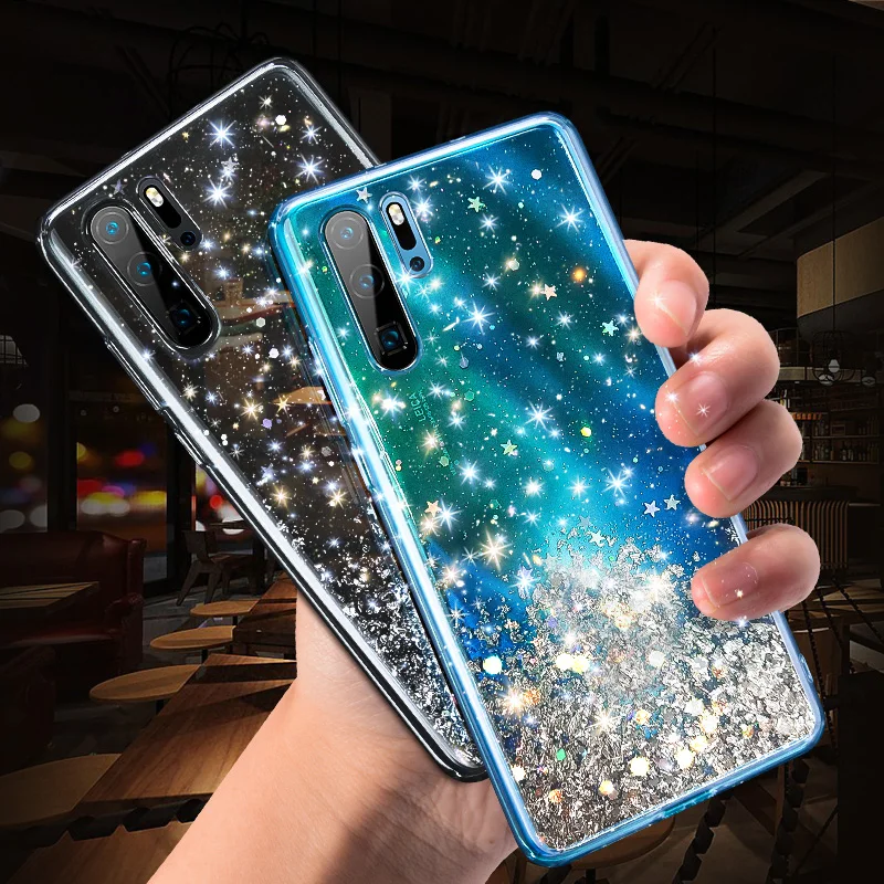 Bling Glitter Case for Huawei P20 Lite P30 Silicon Crystal Sequins Soft Cover for Huawei P30 Lite P20 Pro Transparent Phone Case