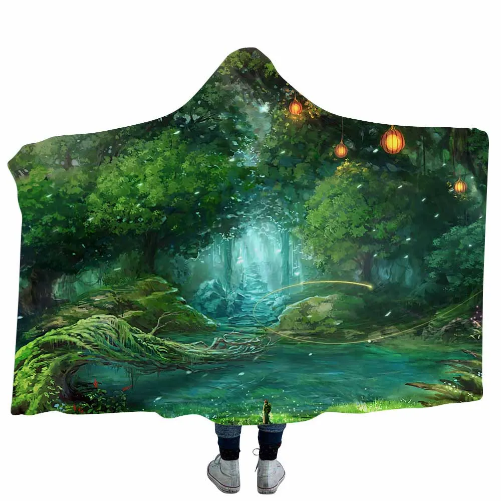 Фантастическая лесной гриб с капюшоном одеяло коралловый флис Печатный психоделическая кофта одеяло s для детей взрослых диван тв пледы одеяло - Цвет: Color 5