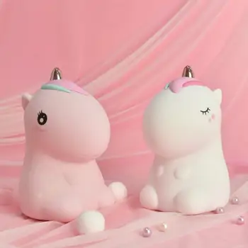 

Creative Colorful Unicorn LED Soft Small Table Lamp Silicone Night Light Baby Bedside Nursery Kids Toys Creative Holiday Gift