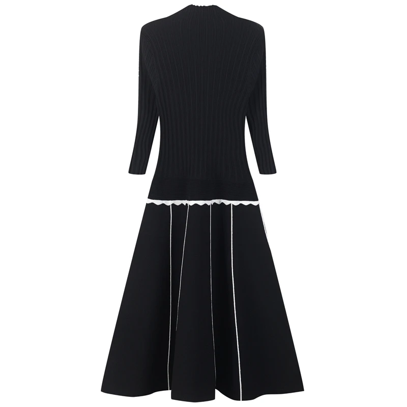 Женское платье, облегающее, с бисером, вязаное, в полоску, Vestido, вечернее платье с оборками, Femme, половина рукава, пуловеры, зимний джемпер