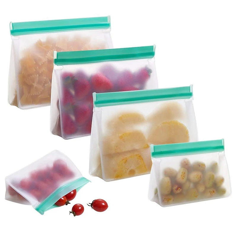 Многоразовое хранилище сумки-5 упаковок вертикально герметичные Ziplock пакеты для закусок многоразовая емкость для заморозки и хранения продуктов, для еды ланча Sa