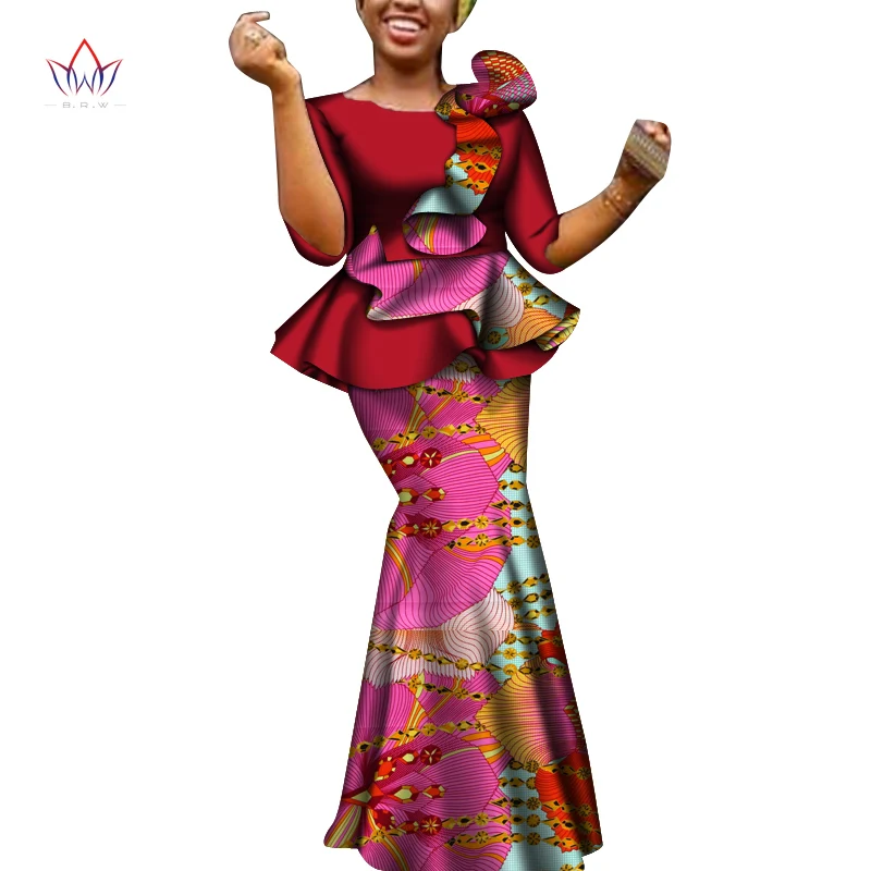 Designer Clothes Women Luxury Top And Skirt Set Bazin Riche New Africa Dashiki Plus Size Women Clothes Set Fashion Style WY6908