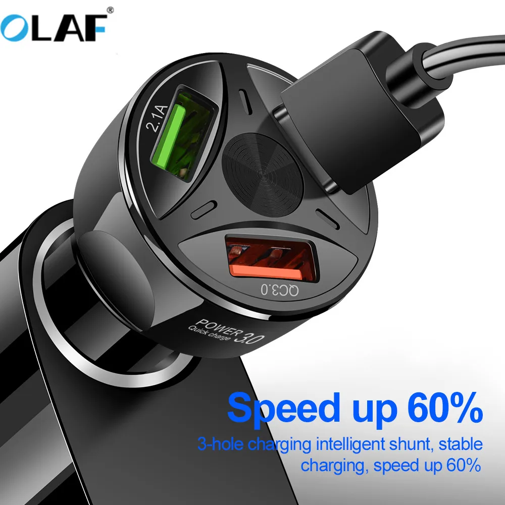OLAF USB Car Charger Quick Charge 3.0 Fast Charging Cigarette Lighter For Samsung S9 S8 Xiaomi iphone Mobile Phone | Мобильные