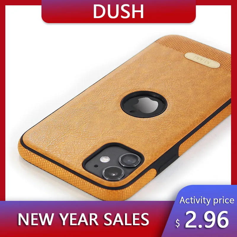 

DUSH Leather Fitted Case For iPhone 11/11Pro XS XR XS Max 8 7 Plus Protection Back Cover Shockproof Bumper TPU Phone Cases