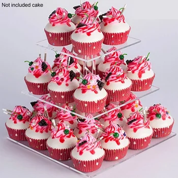 

Square Base Party Holder Home Easy Install 3 Layers Cake Stand Transparent Dessert Rack Acrylic Supplies Wedding Display