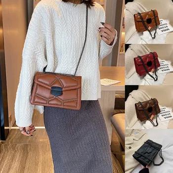 

Rivet Chain Brand Designer PU Leather Crossbody Bags For Women 2021 Simple Fashion Shoulder Bag Lady Luxury Small Handbags