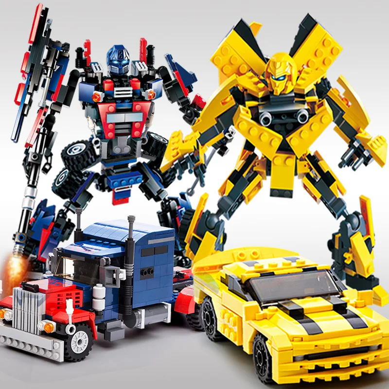

New Three Types 2 In 1 Transformation Series Robot Vehicle Sport Car DIY Legoed Assembling Building Blocks Kit Toys Kids Gifts