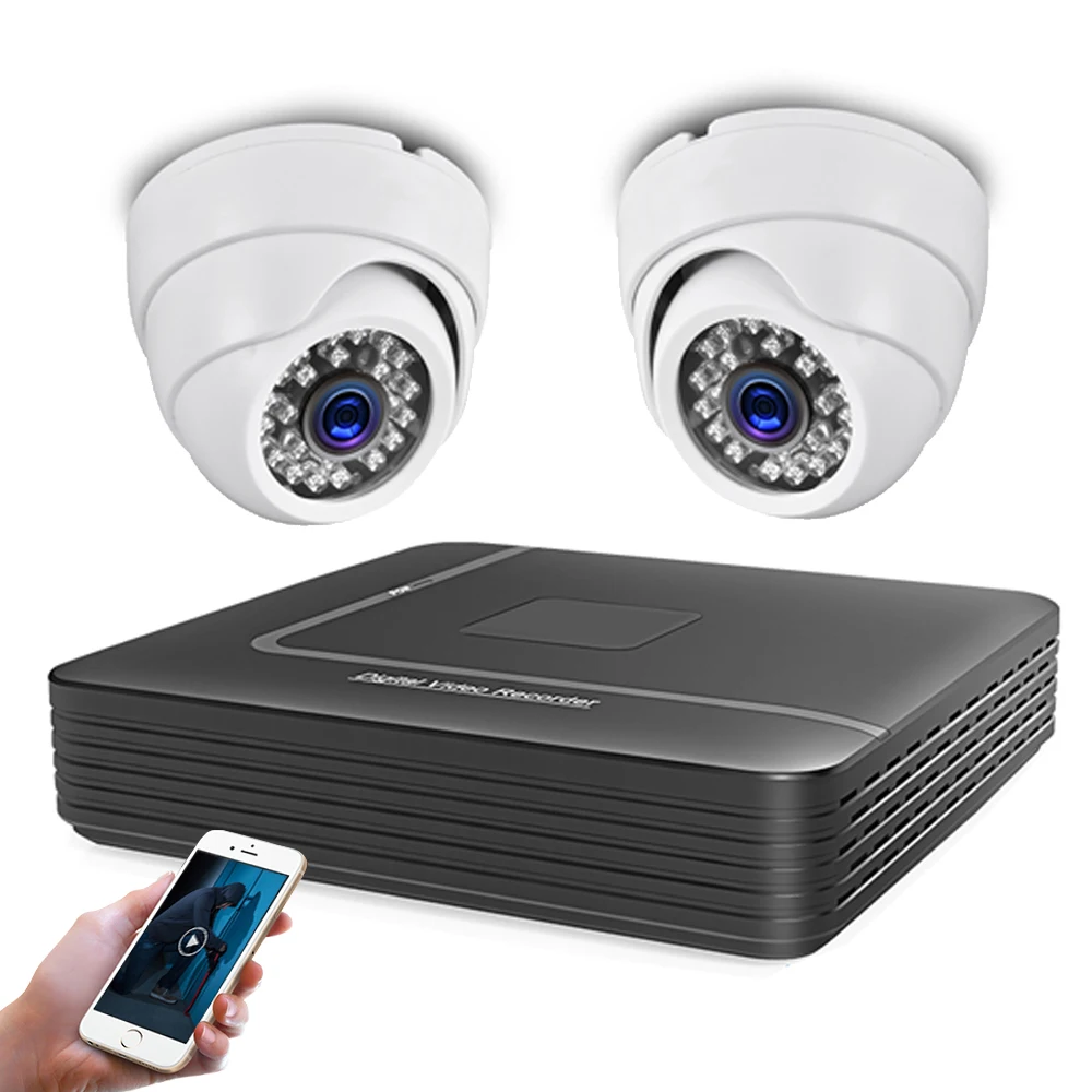 4 канальная система видеонаблюдения DVR 2 шт. HD камеры 1080P Мп 1200 TVl комплект