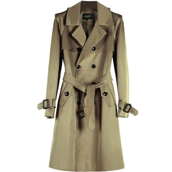 

European station khaki trench coat men 2019 autumn and winter new men's loose fashion long windbreaker jacket