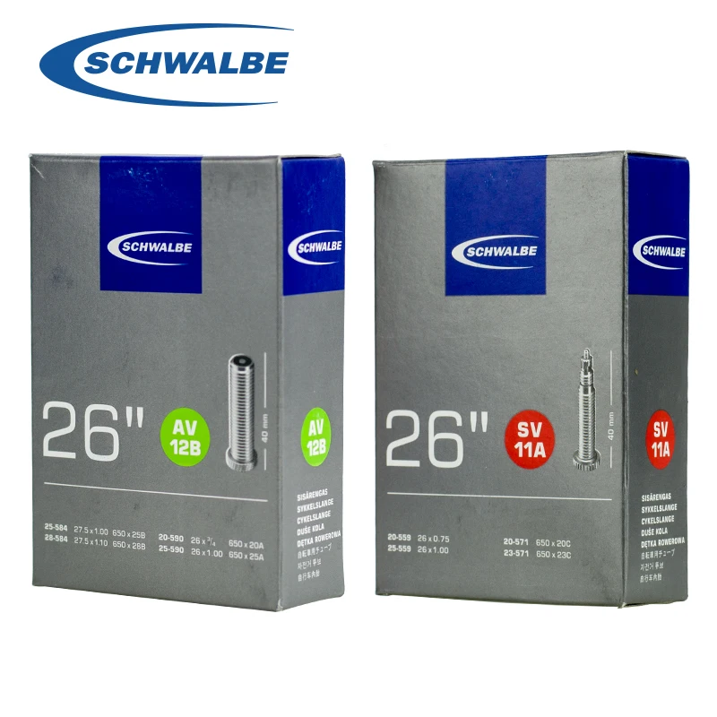 Chambre à Air Schwalbe MTB 26 Pouces - Valve Schrader (SV12), Pour VTT Et Trekking, Neuve
