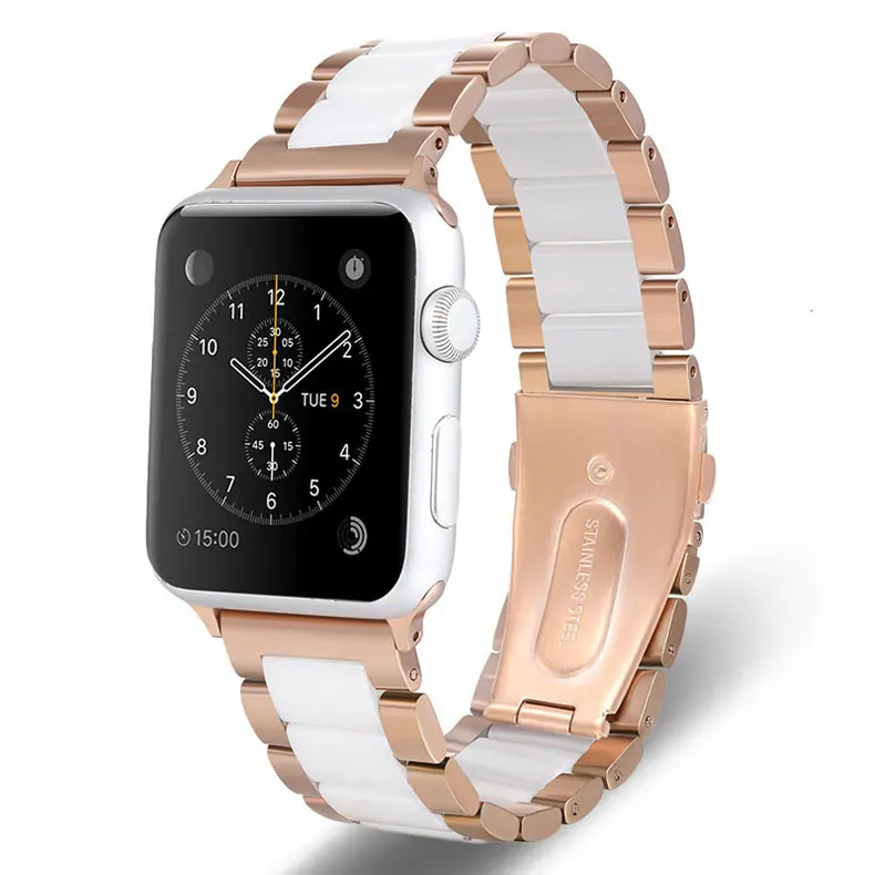 Сопутствующий браслет, ремешок для apple watch, ремешок 42 мм, 38 мм, Версия 44 мм 40 мм наручных часов iwatch, correa 5/4/3/2/1 Керамика браслет для наручных часов из нержавеющей стали