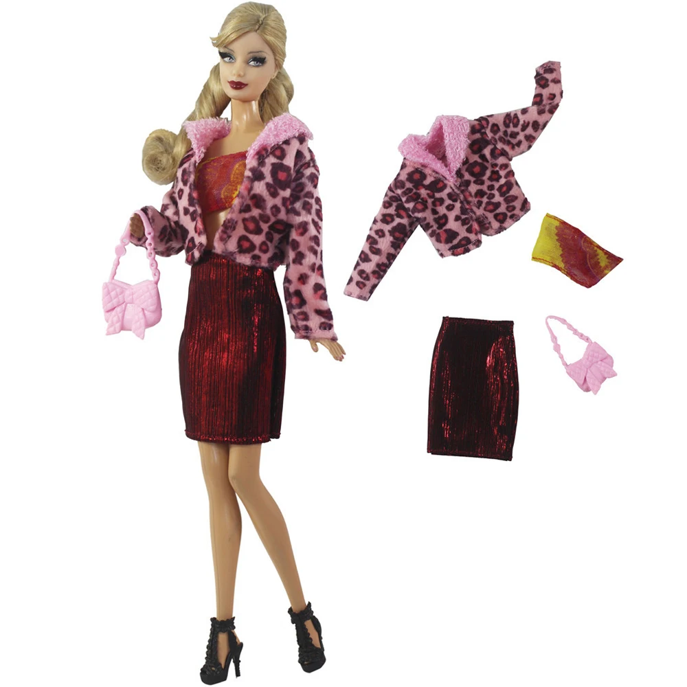 Outfit Accessories For 1/6 Dolls Barbie Clothes Model Suits Dressing Fashion Design Coat Bag Hats Shoes JJ 1 Set