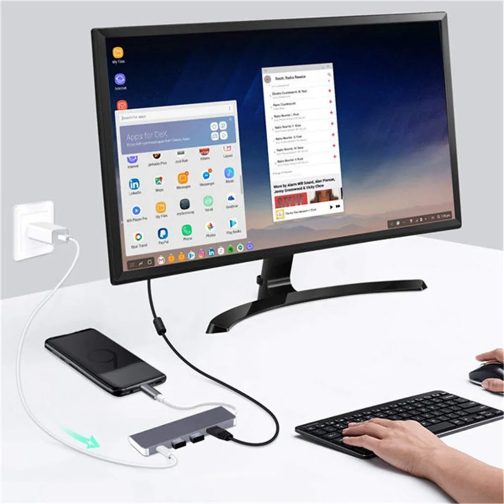 USB C концентратор HDMI SD/переходник для sd карт Galaxy Note8/S8/S8 + samsung Dex Mode F826|Компьютерные