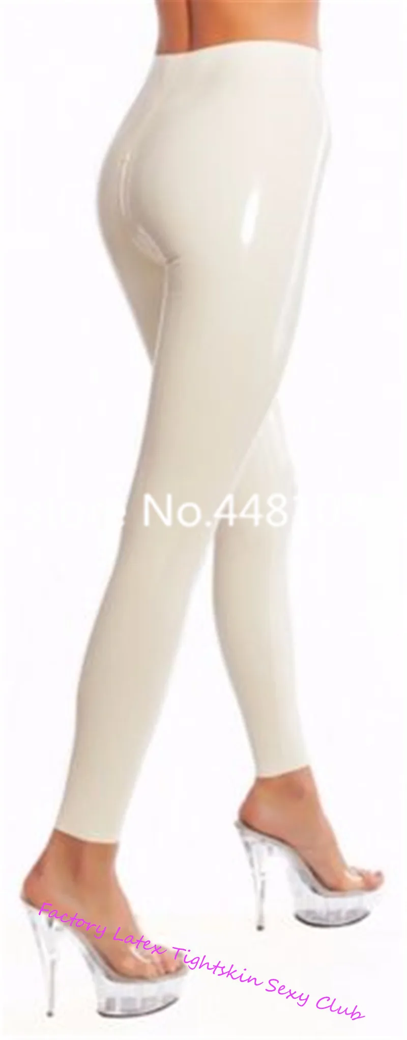 Handmade Latex Rubber White Pants for Women latex Trousrs Females' Leggings with Crotch Zip Custom Made