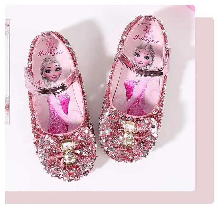 Hot Snow Queen Princess Girl Sandals Children's Pink Diamond Shoes Students Dance Shoes Size 23-36 Kids Sandal