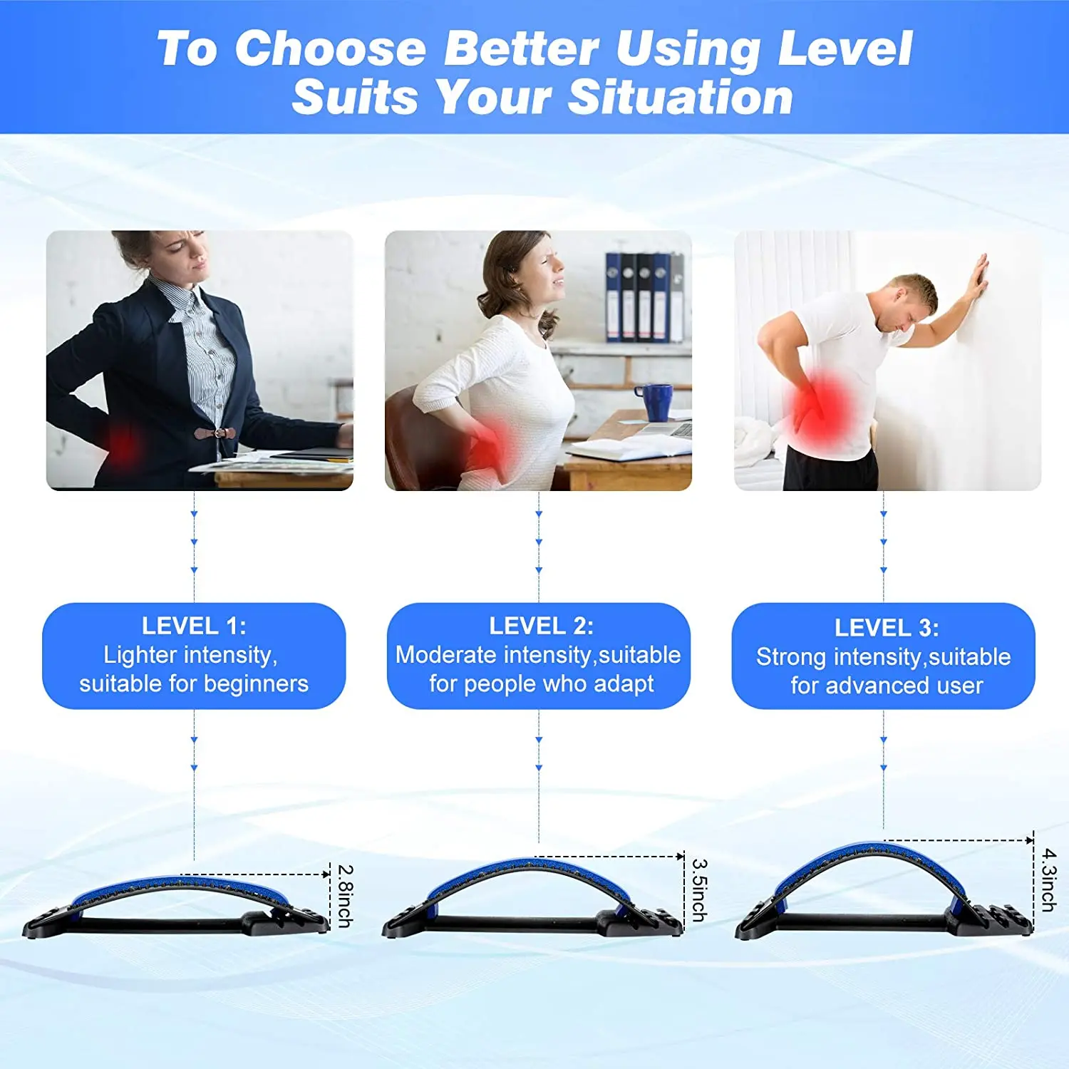 Back Massager Stretcher Spine Deck Back Pain Relief with Magnetic Acupressure Points Spine Deck Stretcher Lower