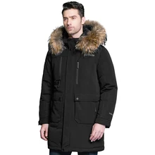 ICEbear, новинка, зимний мужской пуховик, высокое качество, съемный капюшон, мужские куртки, толстый теплый меховой воротник, одежда MWY18963D