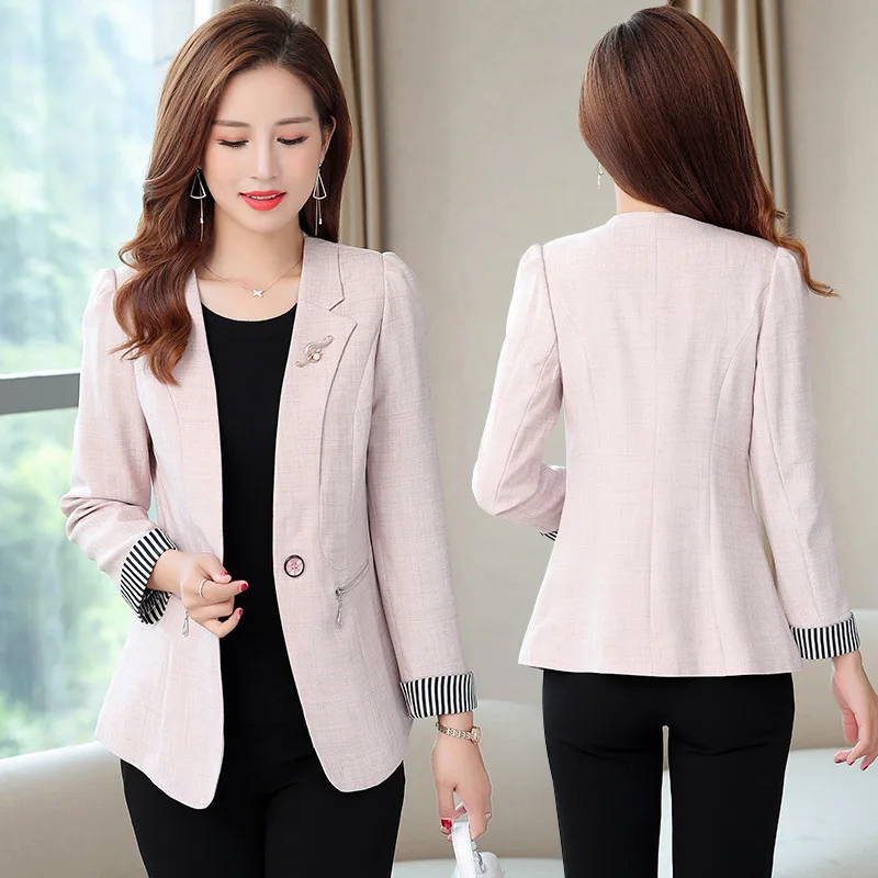 

2019 New Style Autumn Coat Short Plaid Suit Blouses High-End Elegant One-Button Suit