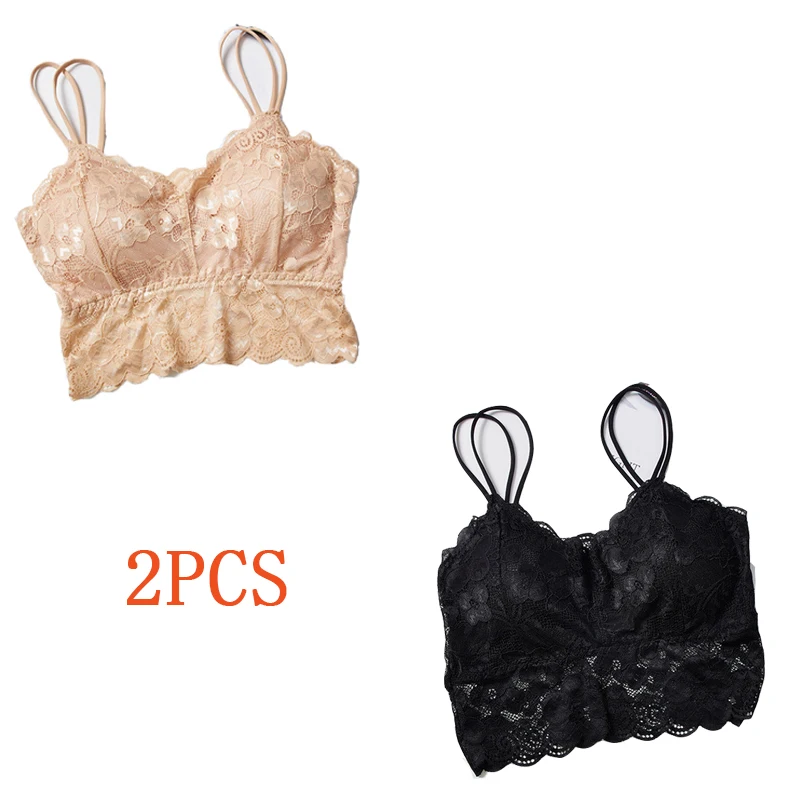 2PC Skin Black 2 шт. кружевной бюстгальтер с кружевами размера плюс бесшовный бюстгальтер сексуальный женский бюстгальтер без косточек нижнее белье полная чашка сексуальное женское белье бюстгальтеры для женщин - Цвет: 2PC Skin Black