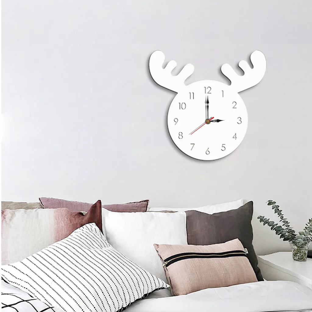 Горячая скандинавские 3D DIY настенные часы современный дизайн Saat Reloj De Pared Elk дизайнерские часы Гостиная Деревянные часы настенные часы