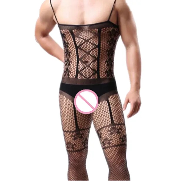 

Men Fashion Sleepwear Sexy Lingerie Mens Fishnet Bodysuit Husband Gift Male Underwear Sexy Jumpsuit Sling Nightdown Dropshipping