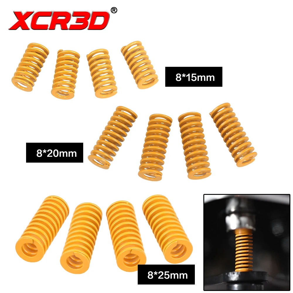 XCR3D 4pcs 3D Printer Parts Heated Bed Glass Platform Leveling Spring Extruder Strong Accessories Length 15/20/25mm For Ender 3 flashforge glass build plate kit for adventurer 3 series ad3 ad3 pro ad3 lite ad3c 3d printer accessories platform