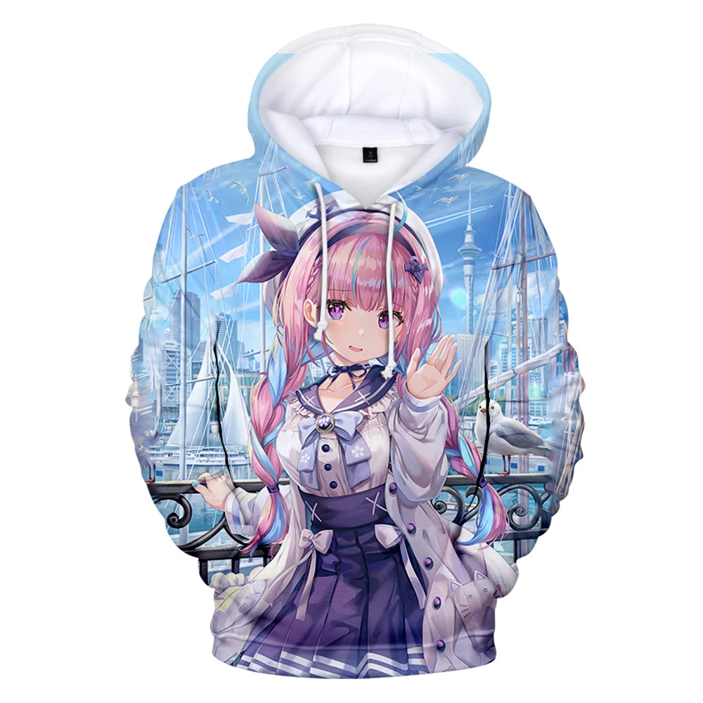 

HOLOLIVE VTuber minato aqua 3D модный осенний костюм Winer Толстовки Спортивная одежда с капюшоном Молодежная кавайная жизнерадостная Женская/мужская одежда с капюшоном