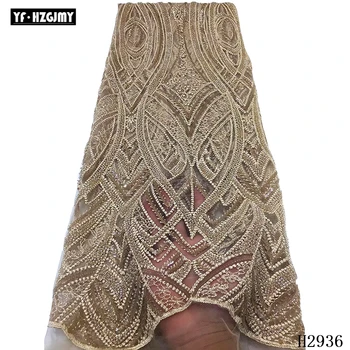 

YF HZGJMY Handmade Beaded Heavy African Lace 2019 High Quality Embroidered French Net Lace Latest Nigerian Tulle Fabric A2936